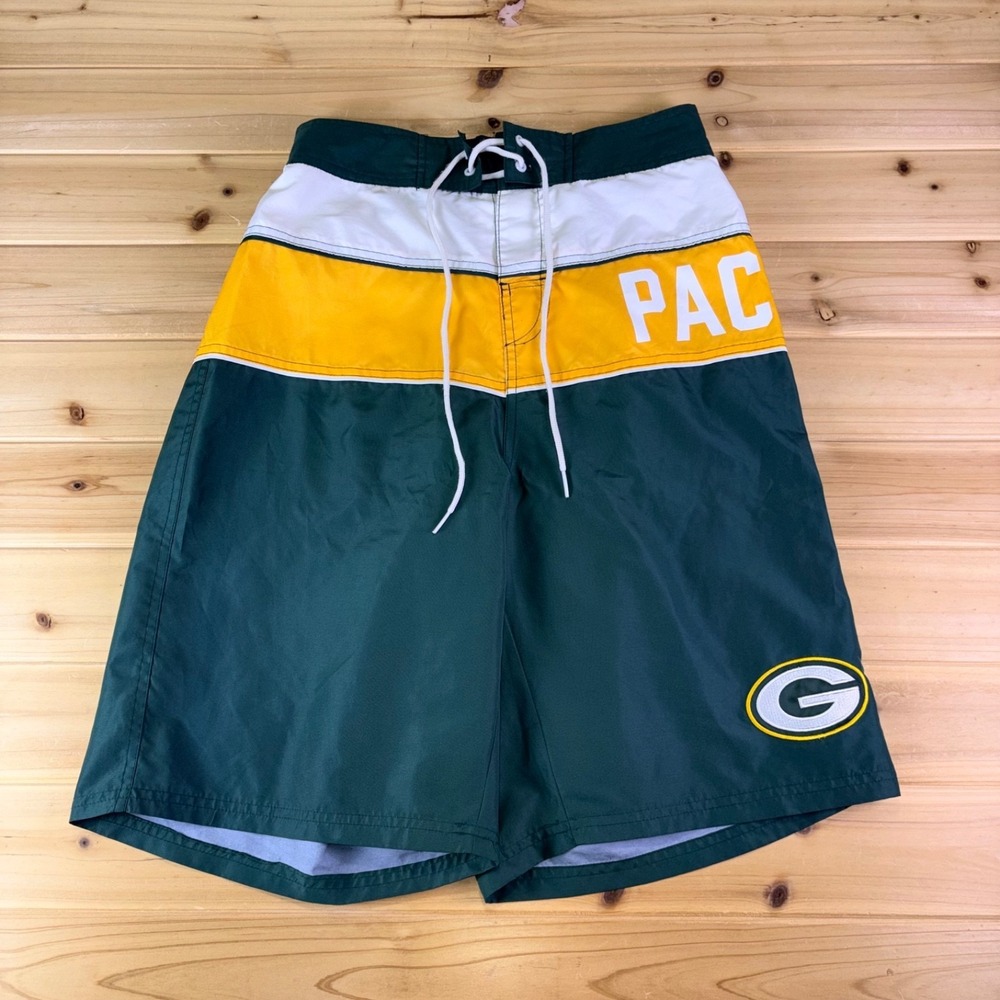 NFL Green Bay Packers Board Shorts Mens Medium Green Swim Trunks